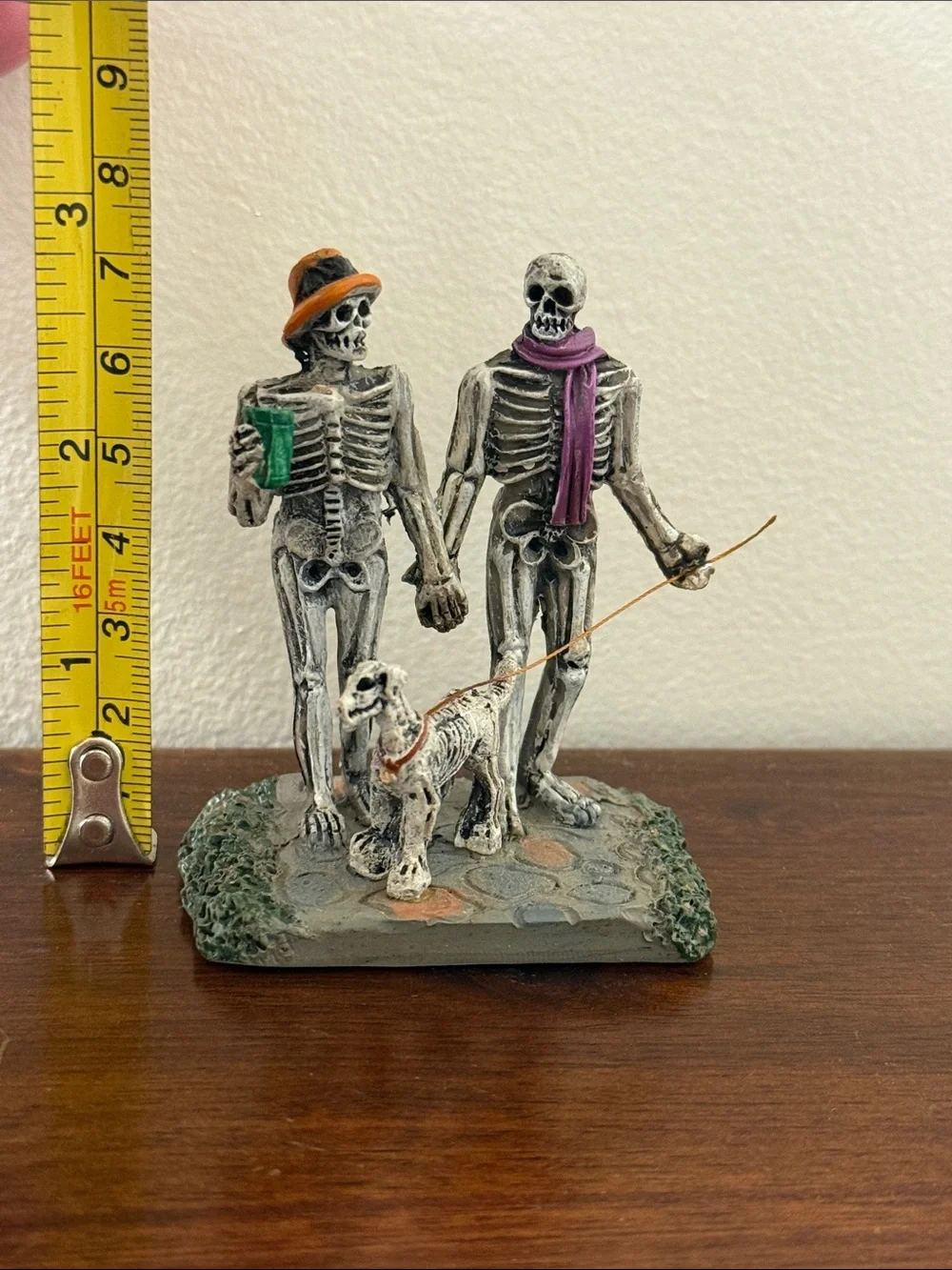 Lemax Moonlight Stroll Skeletons Walking Dog #82571 Halloween Village Decor